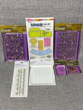 VTG Stampendous Clear Cling Stamps & 2 Acrylic Blocks 7pc Lot New Old Stock